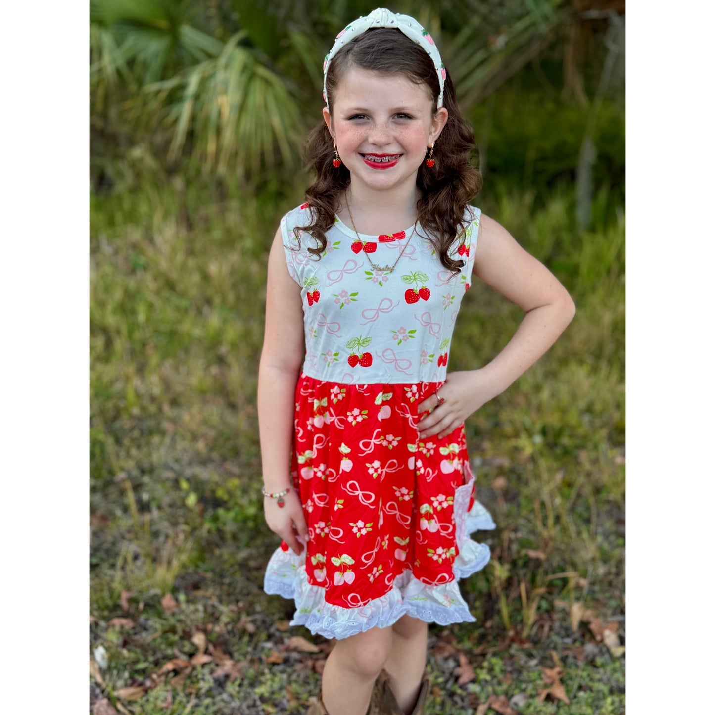 Berry, Bows and Ruffle Dress