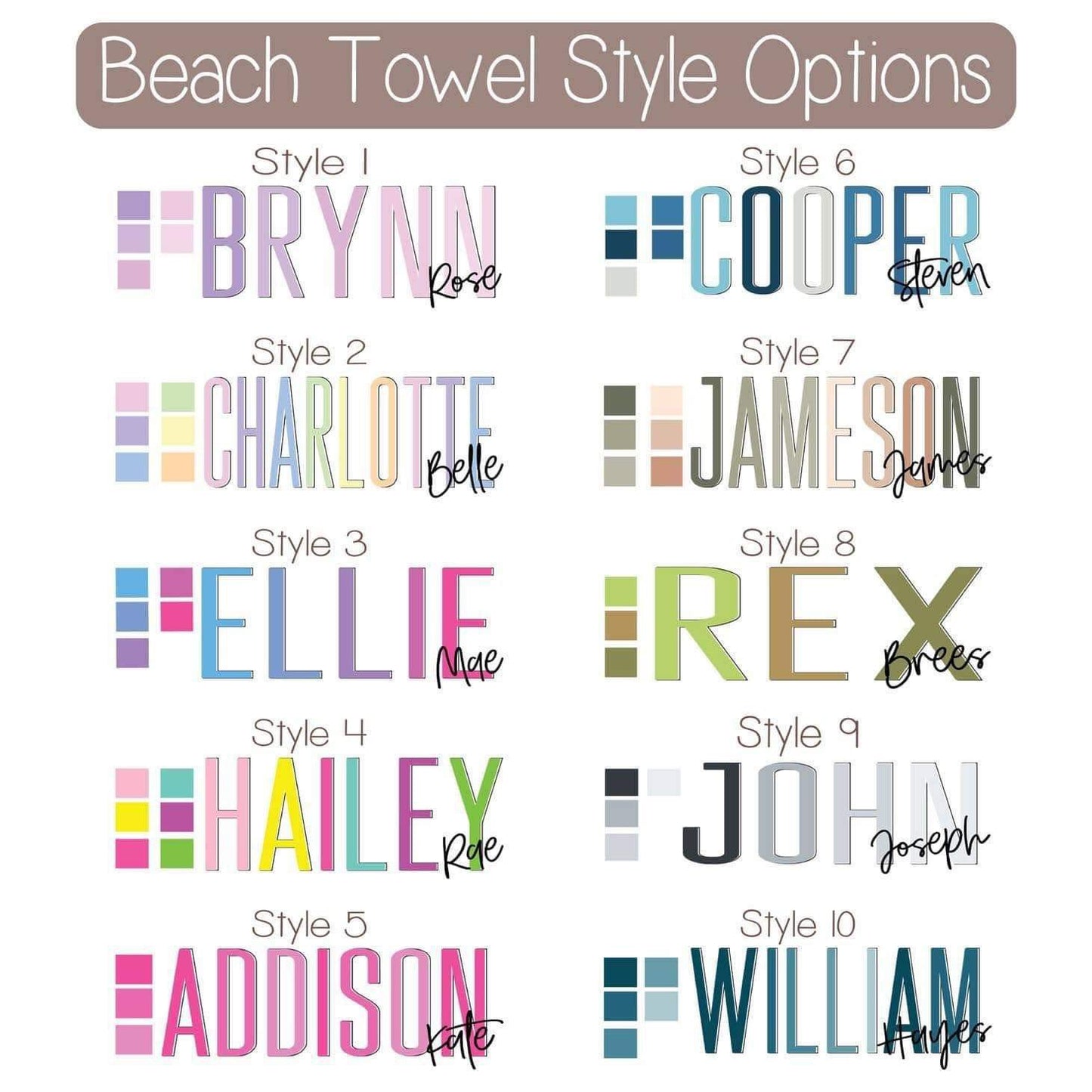 Colorful Name Towels