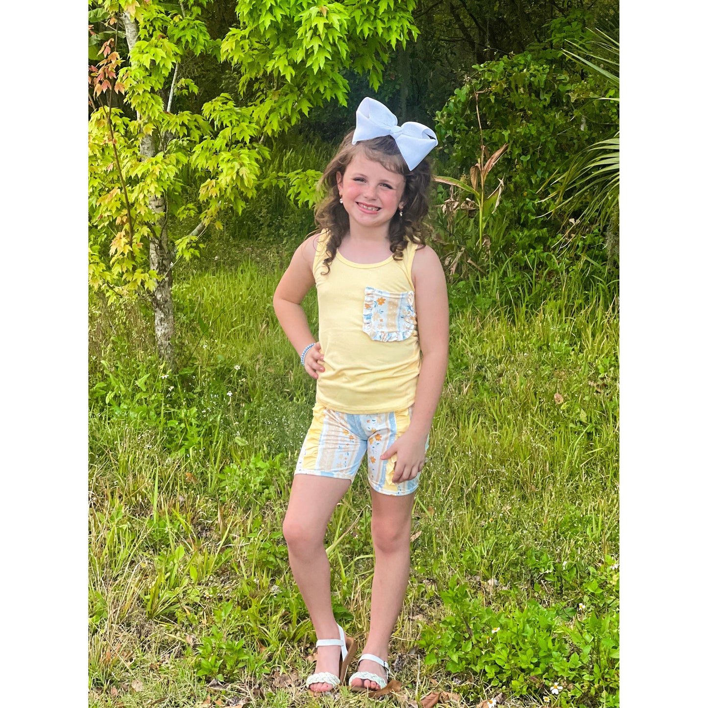 Ruffle bow back tank set
