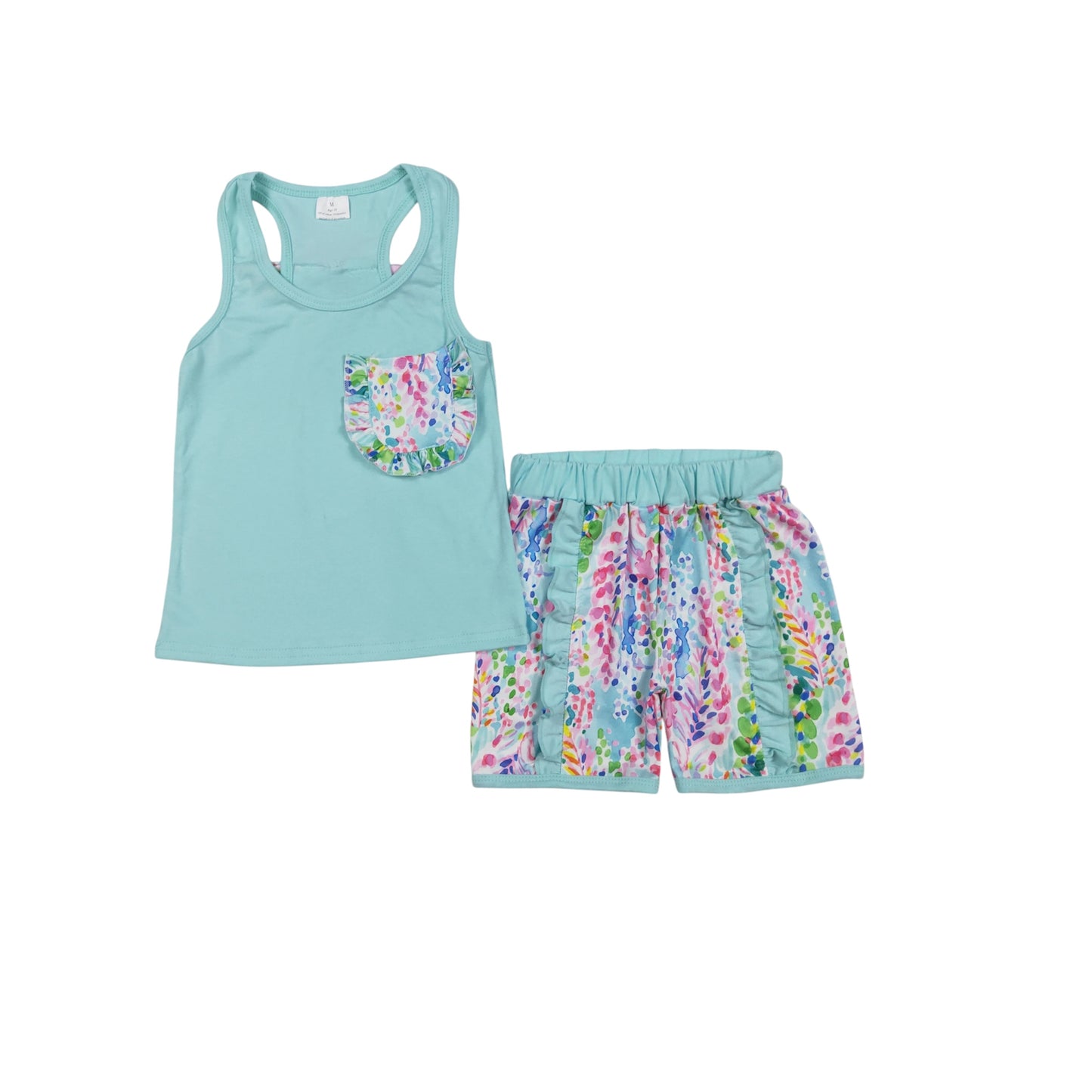 Ruffle bow back tank set