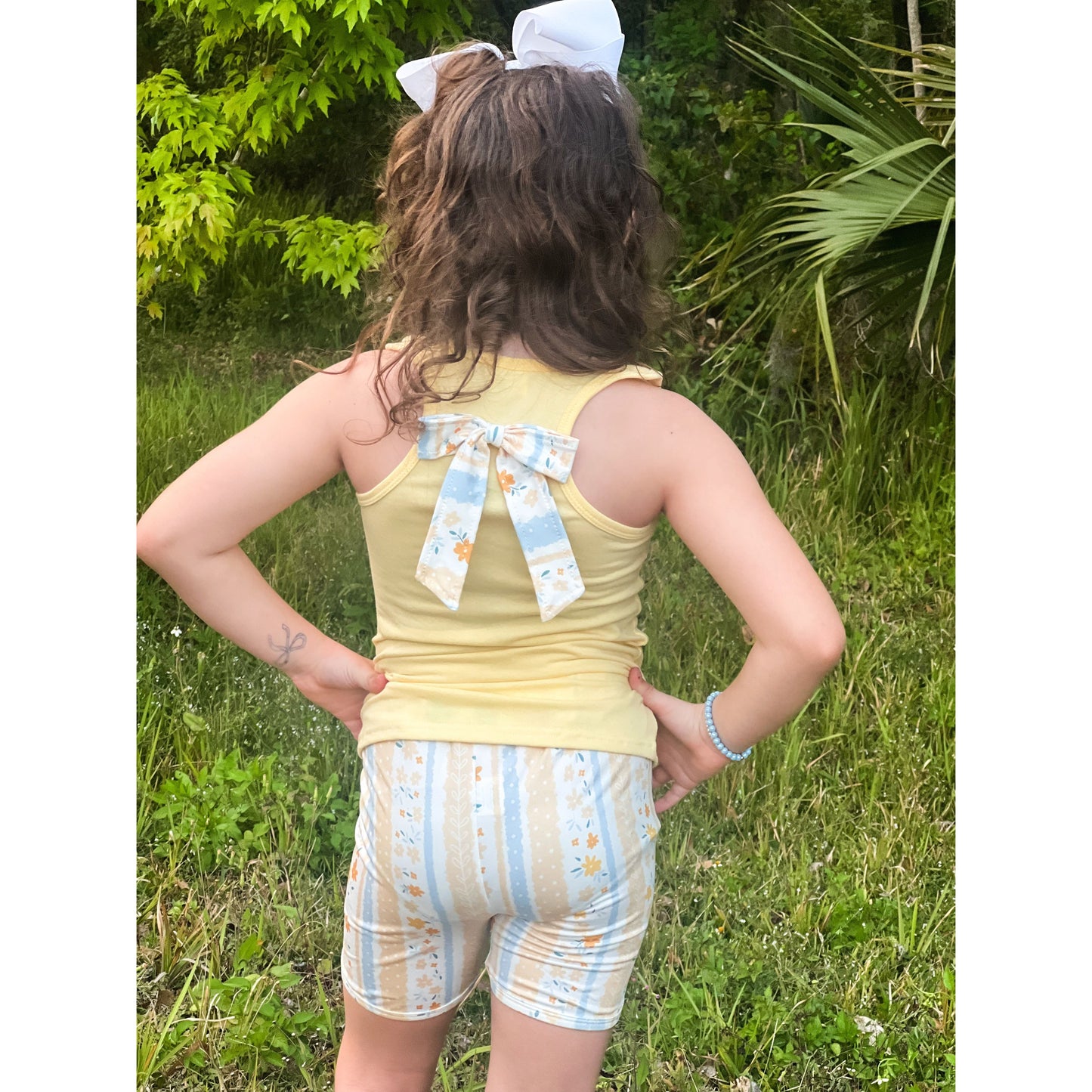Ruffle bow back tank set