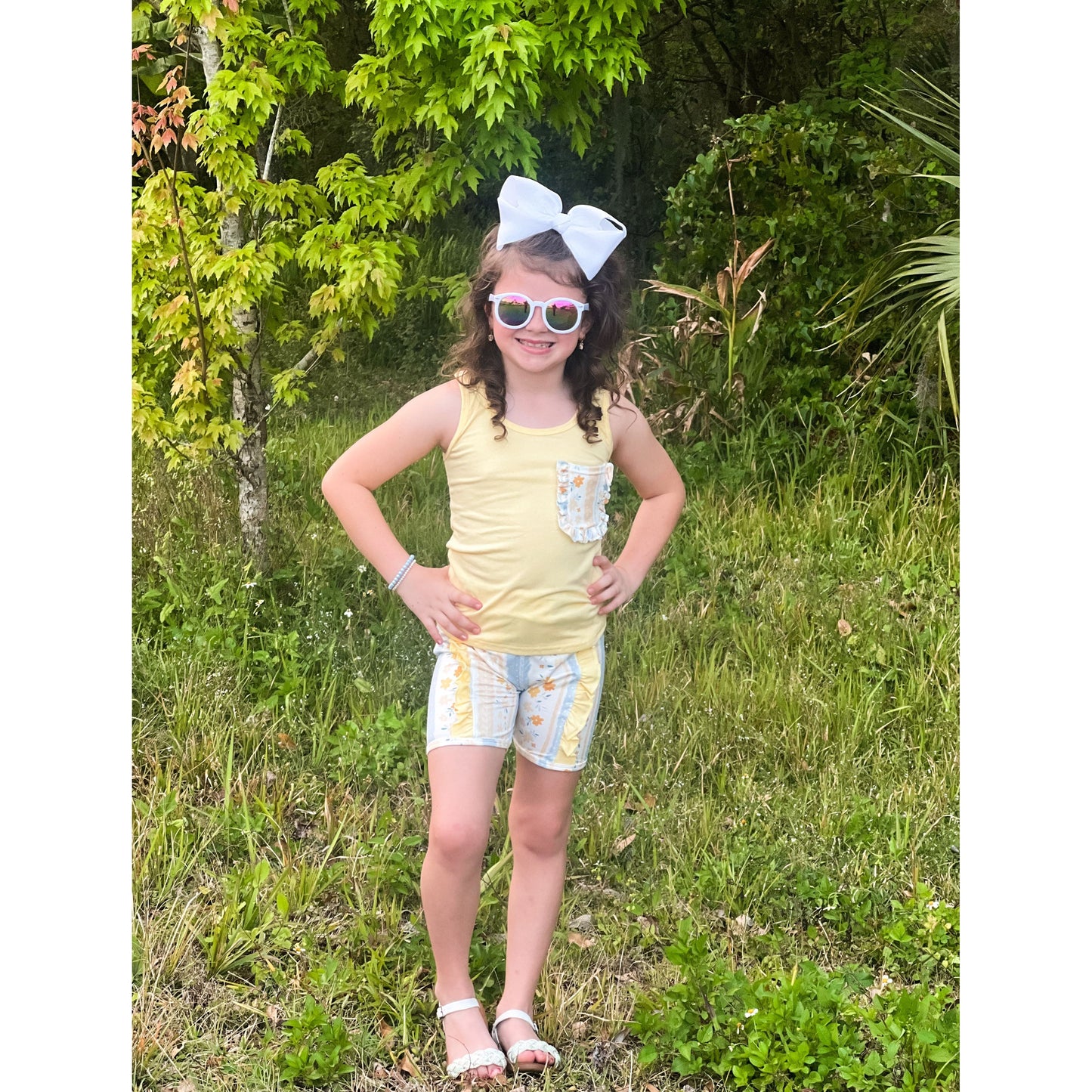Ruffle bow back tank set