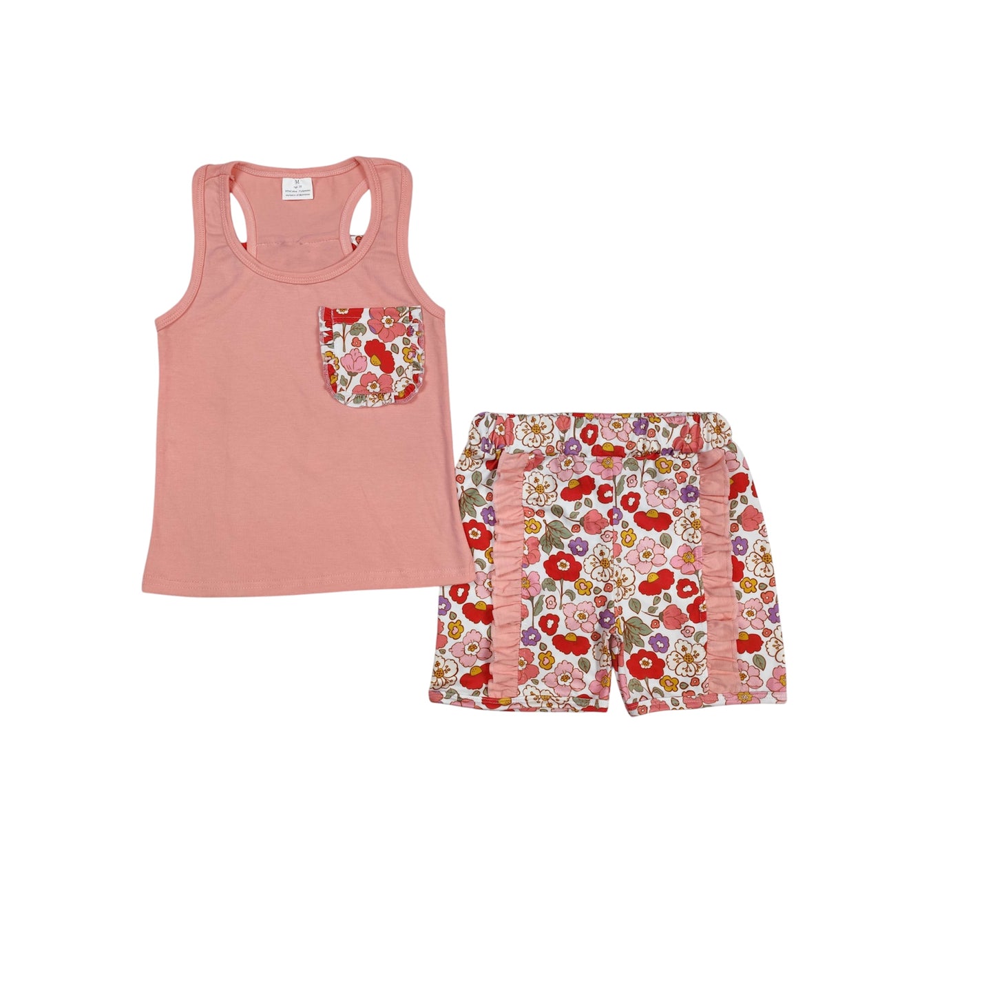 Ruffle bow back tank set