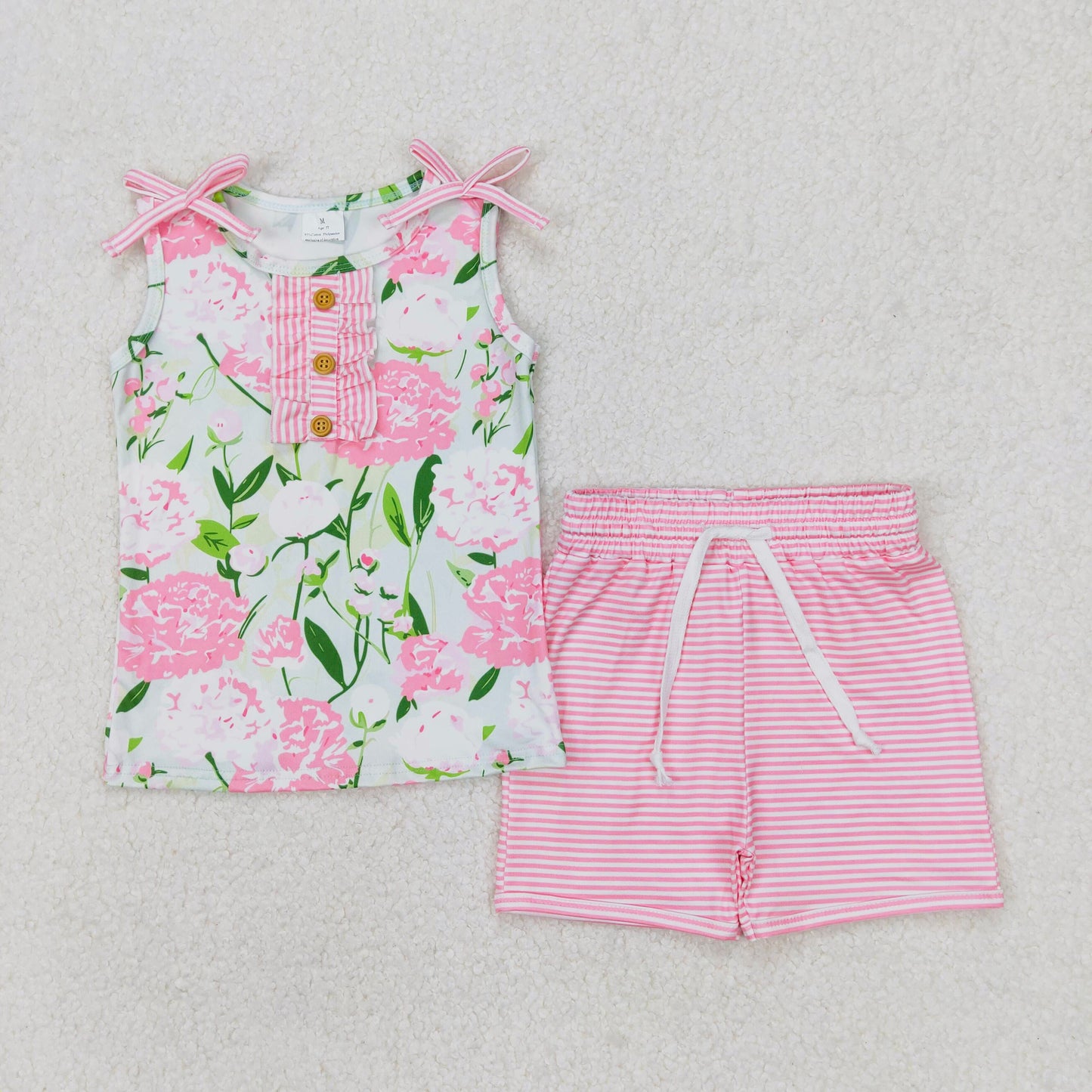Pink floral and stripes set