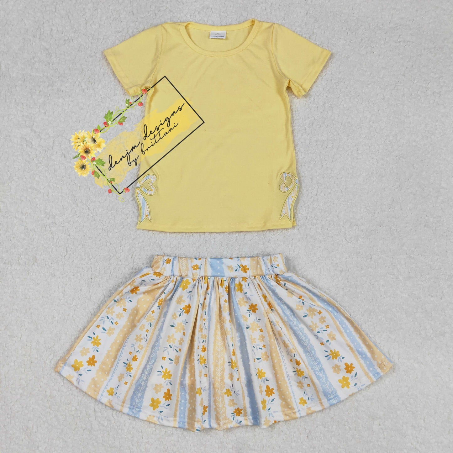 Yelow floral bow SKORT set