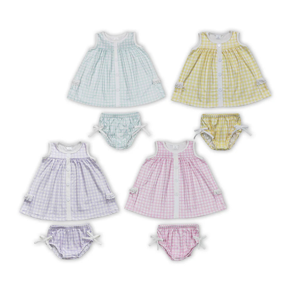 Plaid little girls sets