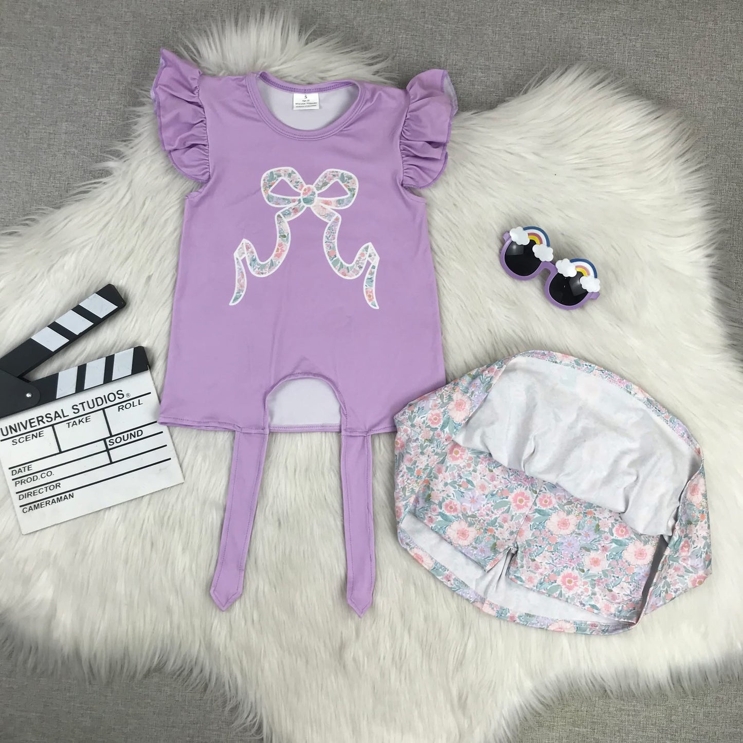 Bow floral skort set