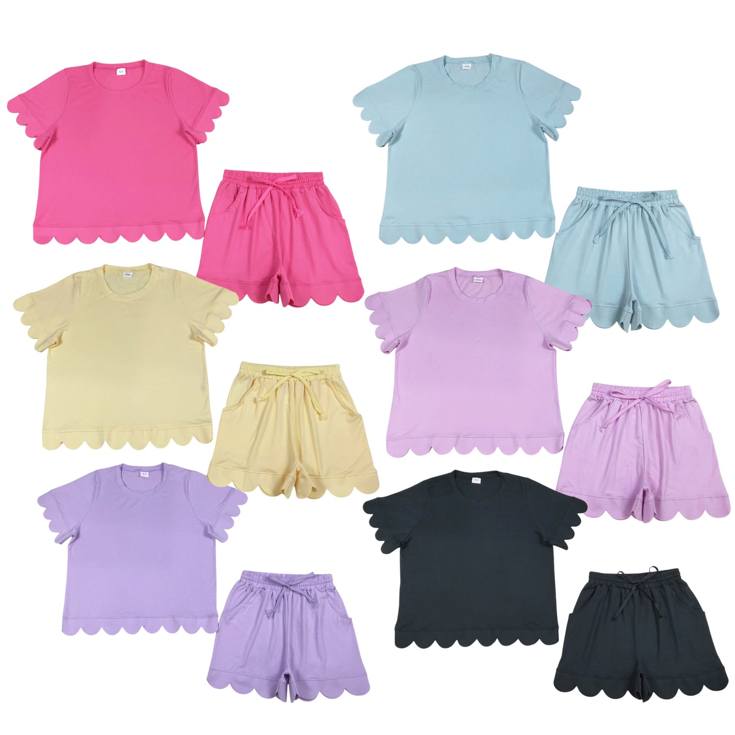 ADULTS Solid colored Scallop Sets