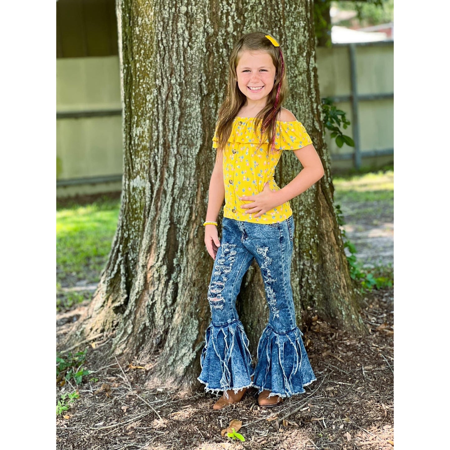 Acid Wash Tassel Double Bells