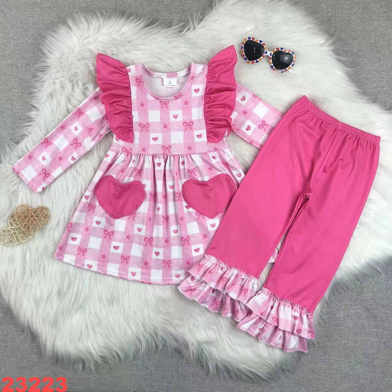 Pink checkered hearts set