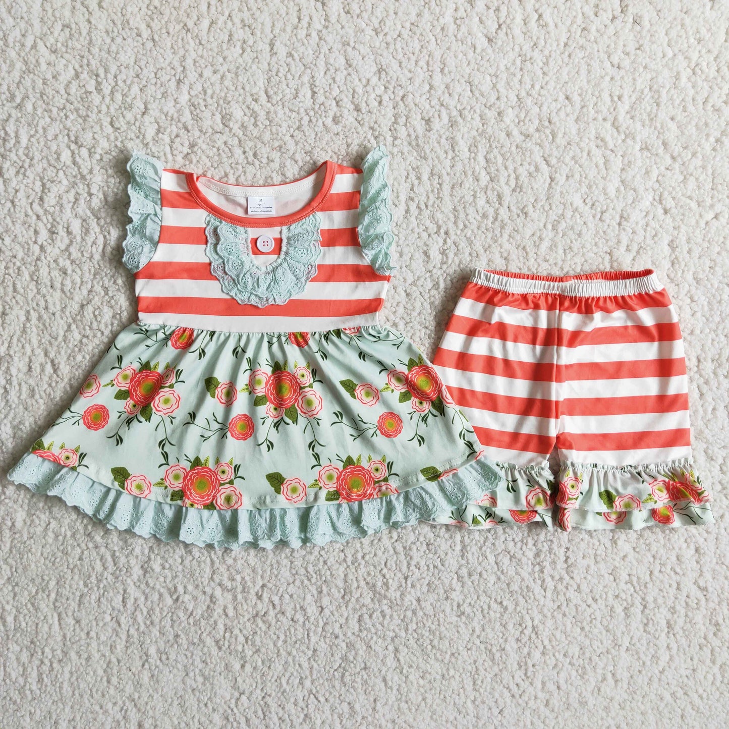 Orange stripe floral