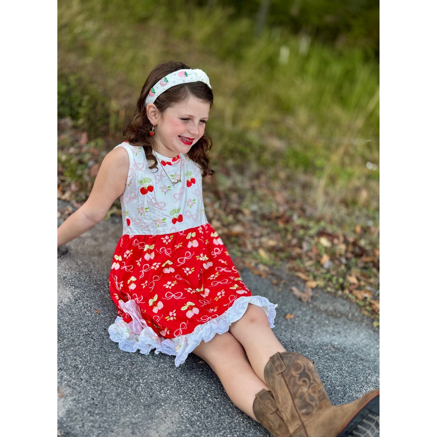 Berry, Bows and Ruffle Dress