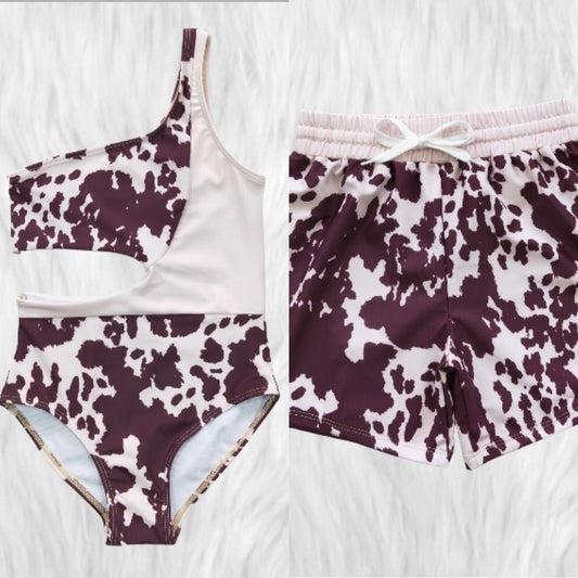 Cow Print Sibling Swim