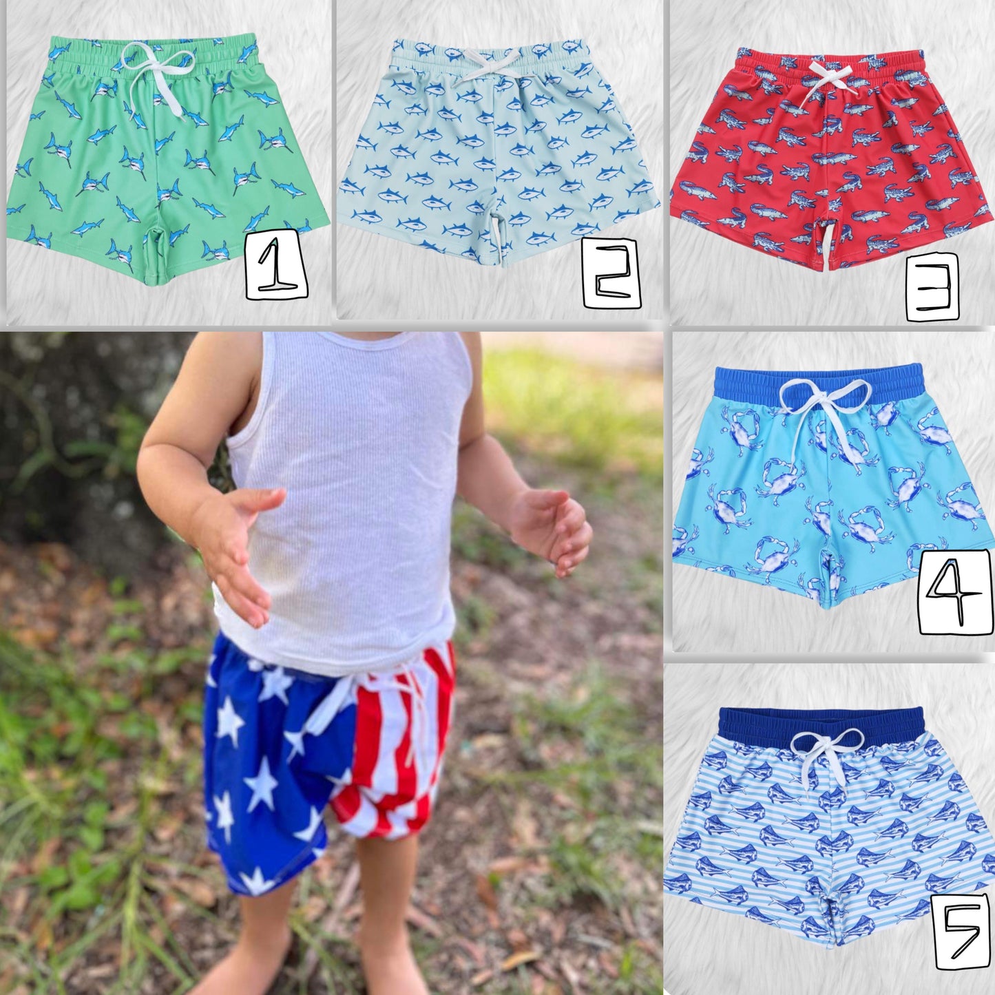 Boys Fish Swim Trunks