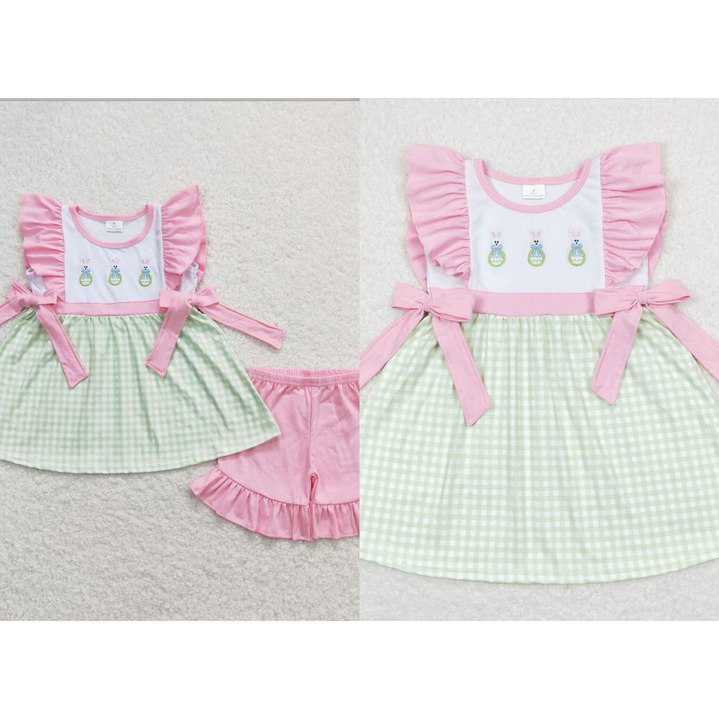 Gingham bunny sibling sets