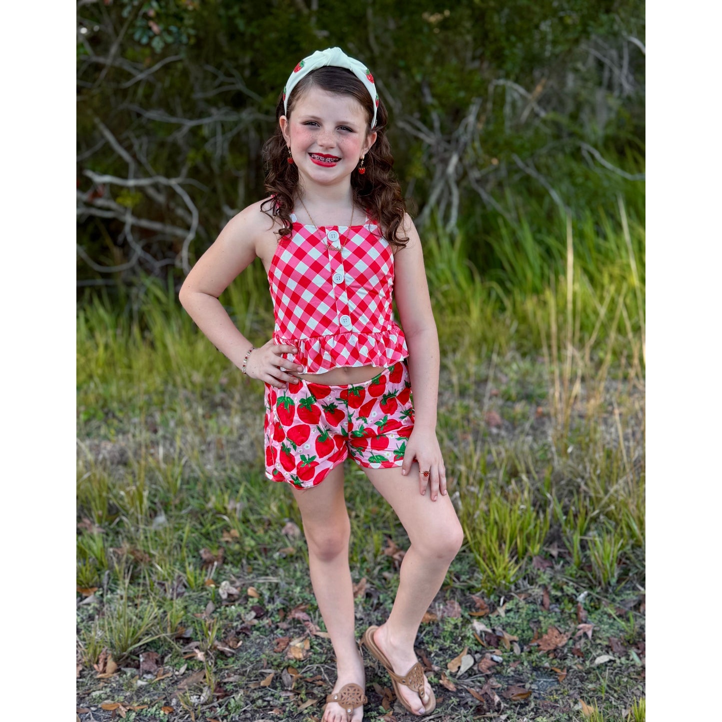 Berry Plaid Crop Set