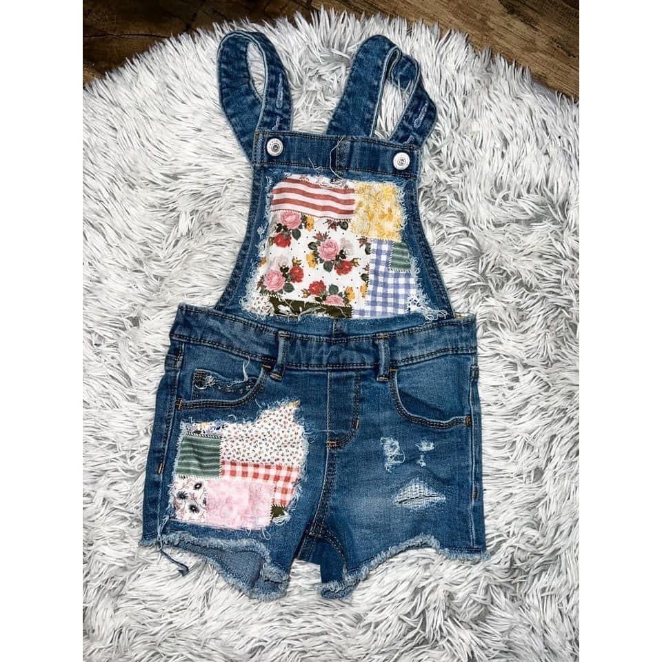 3T floral patches overalls