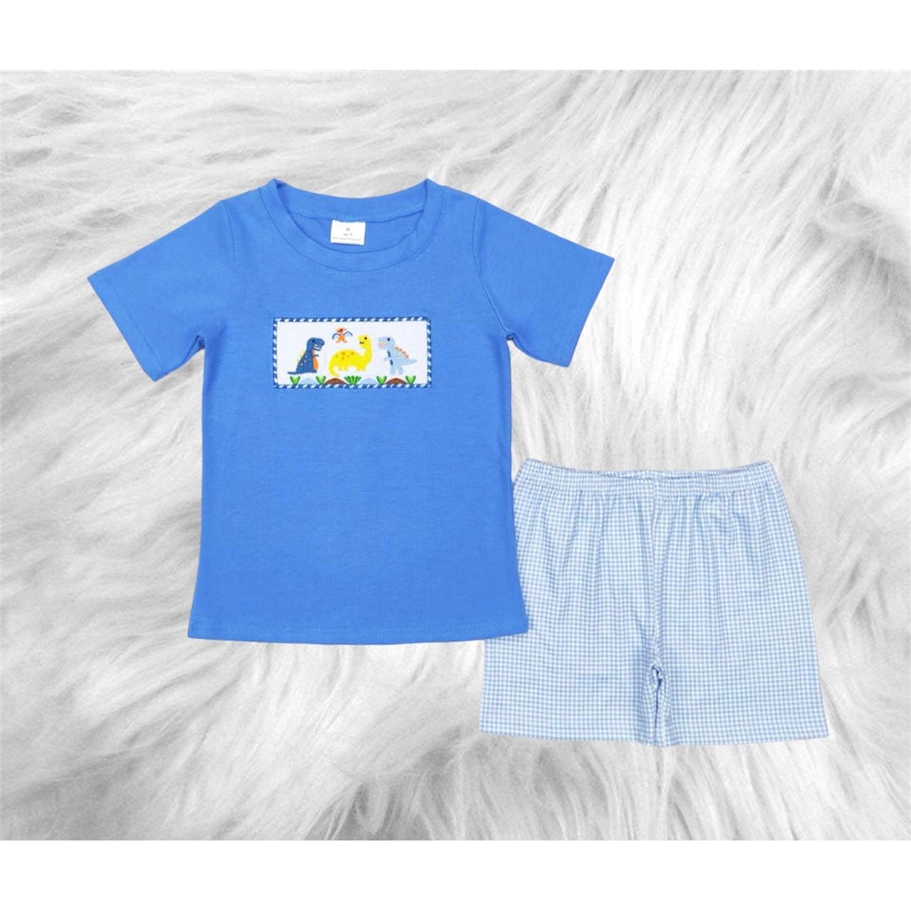 Dino plaid shorts set