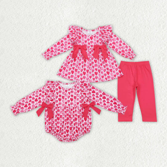 Pink hearts sister set
