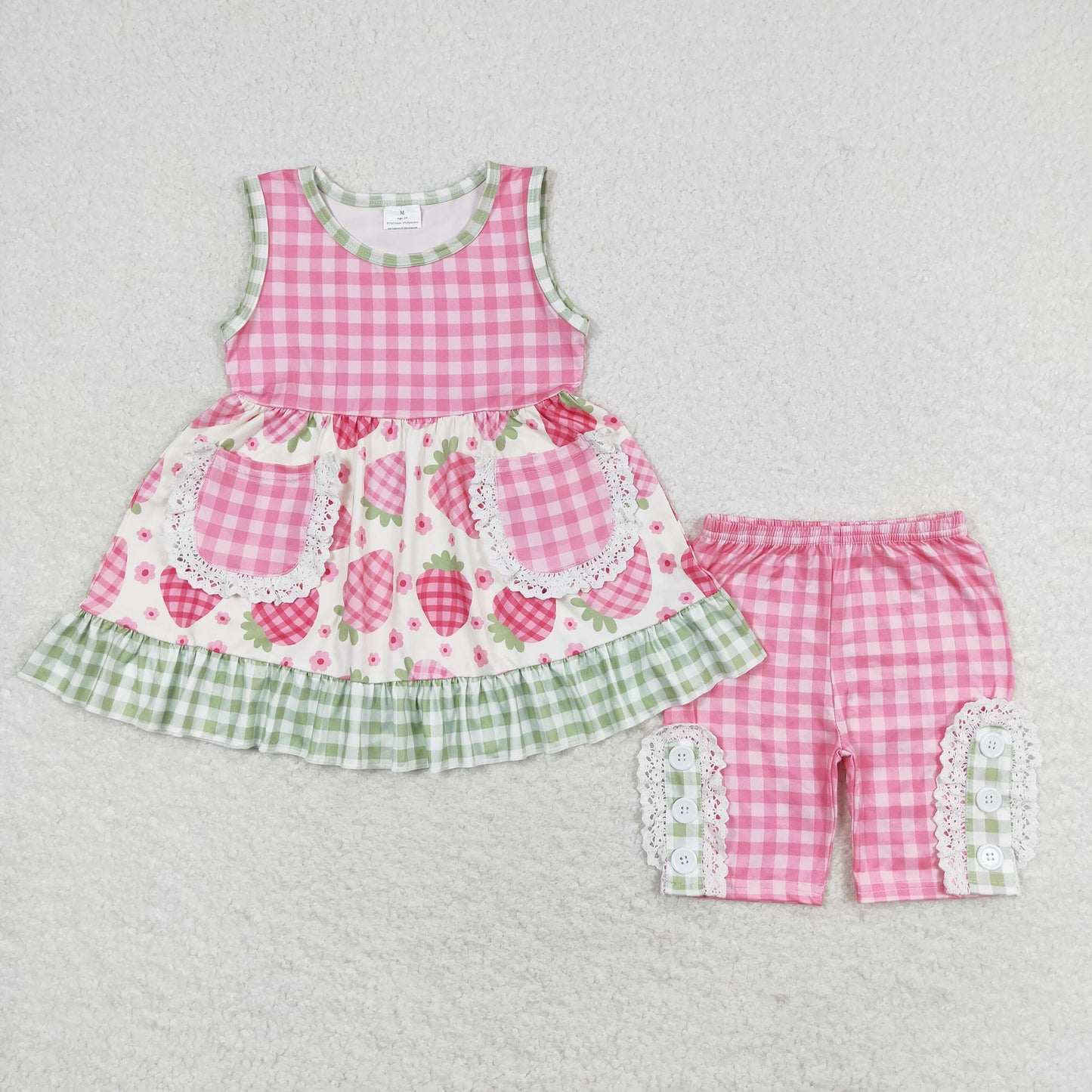 Berry plaid set