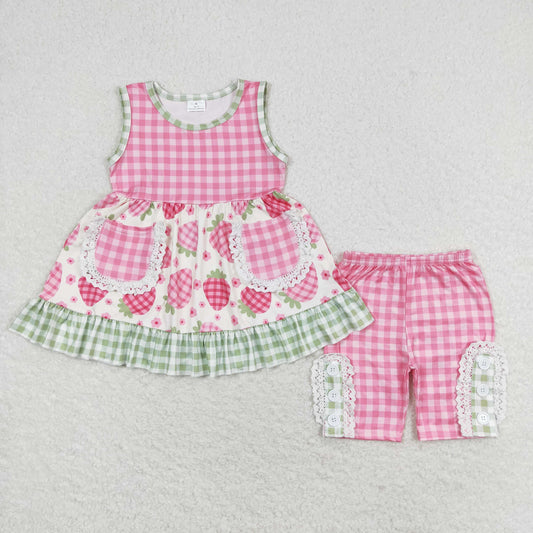 Berry plaid set