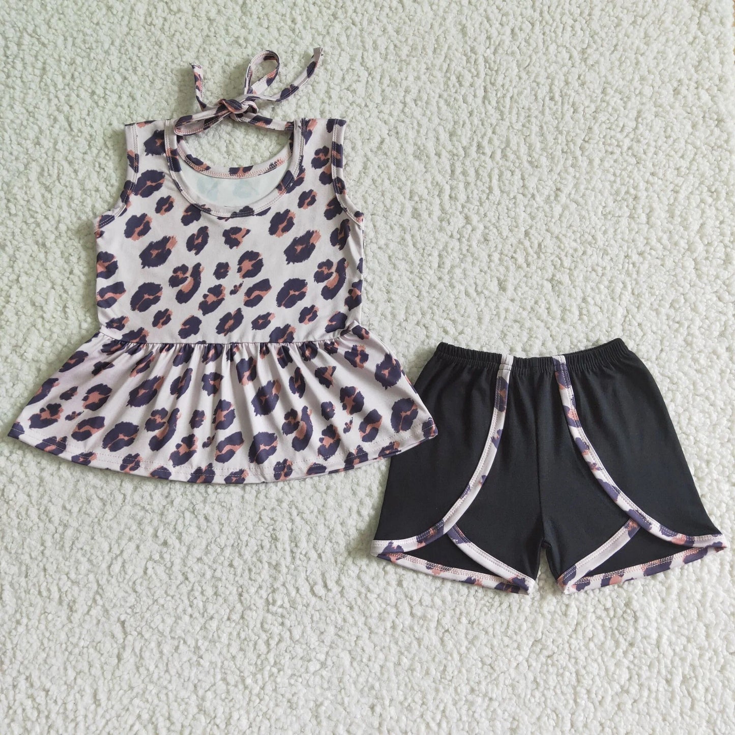 Leopard tie top set