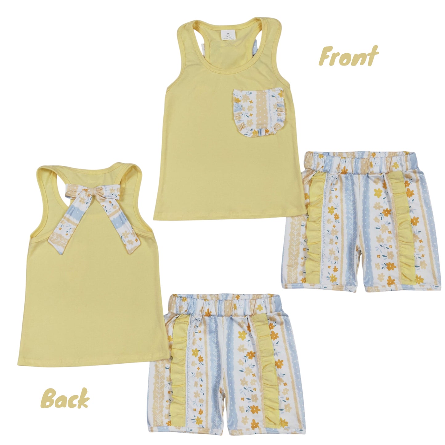 Ruffle bow back tank set