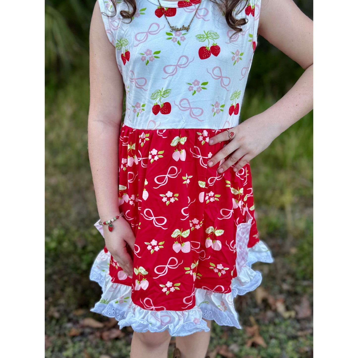 Berry, Bows and Ruffle Dress
