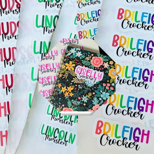 Name stickers for suppliers