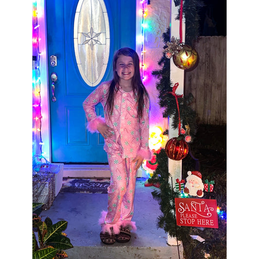 Candy cane fur pjs — Mommy & Me