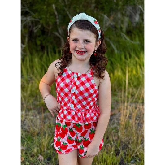 Berry Plaid Crop Set