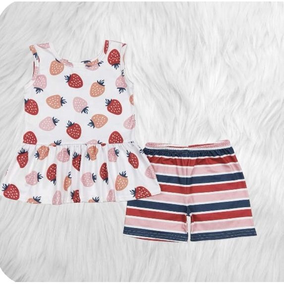 Berry peplum & bikers set