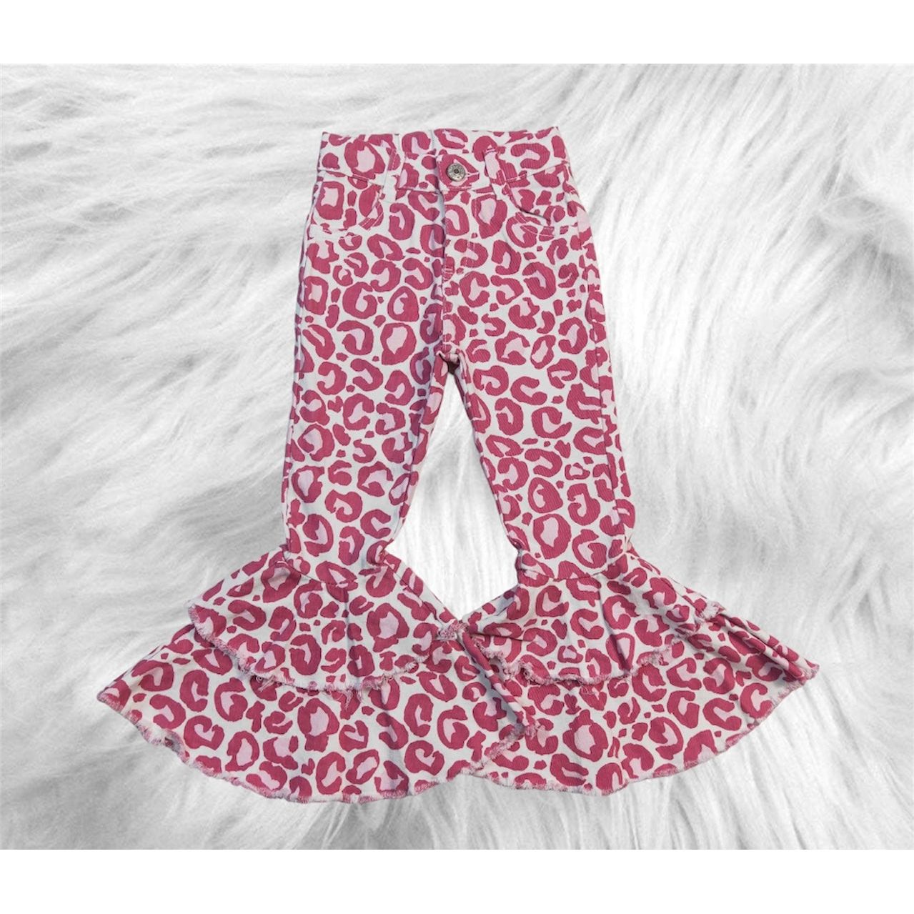 Pink leopard denim bells