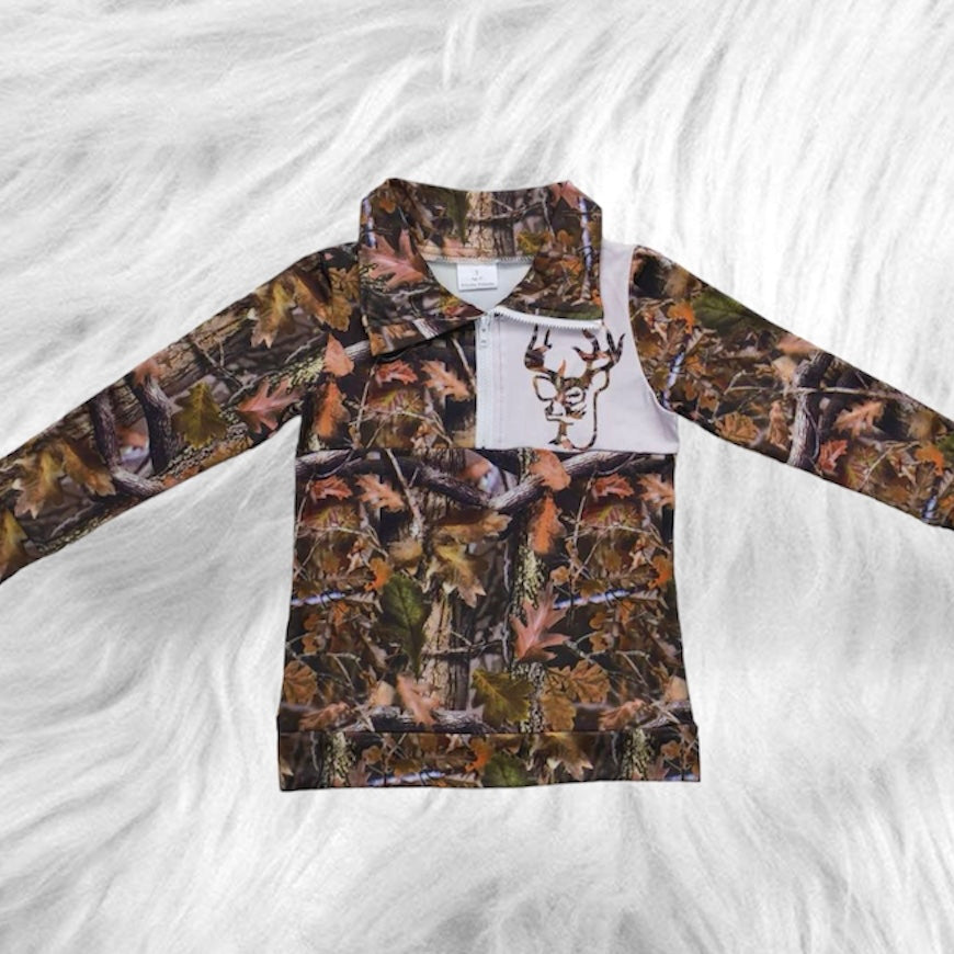 Camo deer pullover