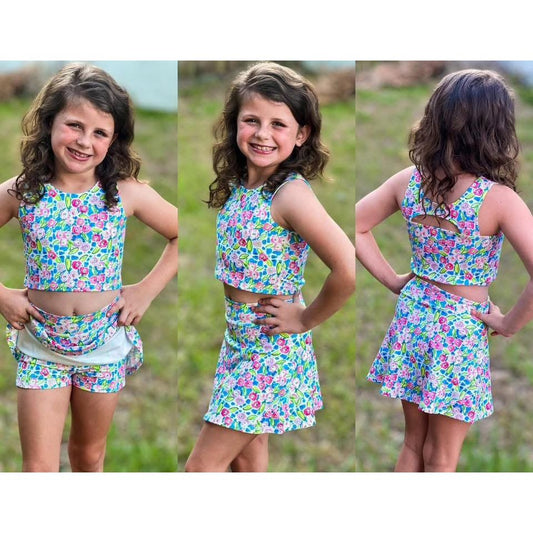 Floral athletic skort set