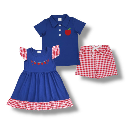 B2S Apple & Plaid sibling set