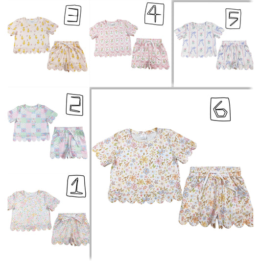 Floral & bows Scallop Sets