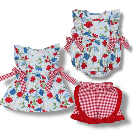 RWB floral sibling set