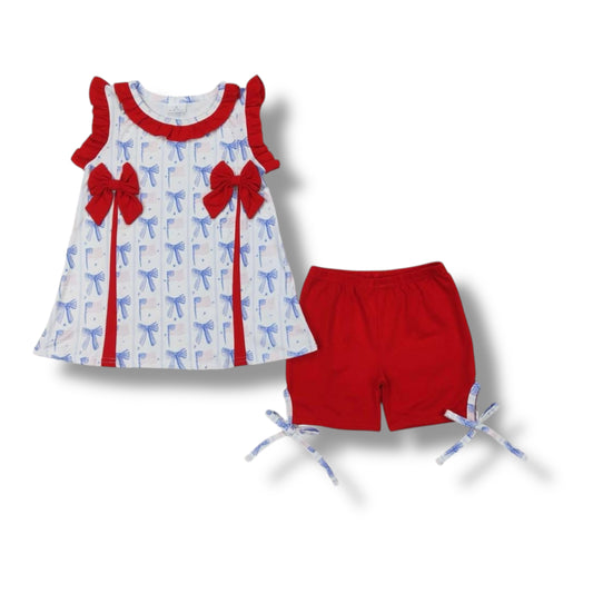 RWB bow shorts set