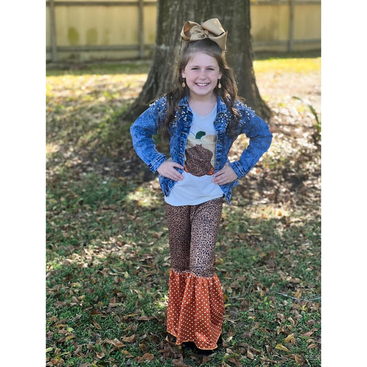 Leopard pumpkin bell set (short sleeve)