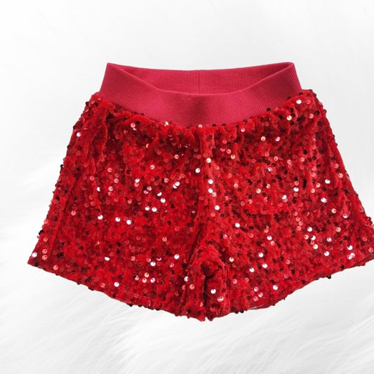 Red Sequins Shorts