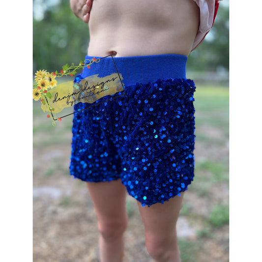 Blue Sequins Shorts