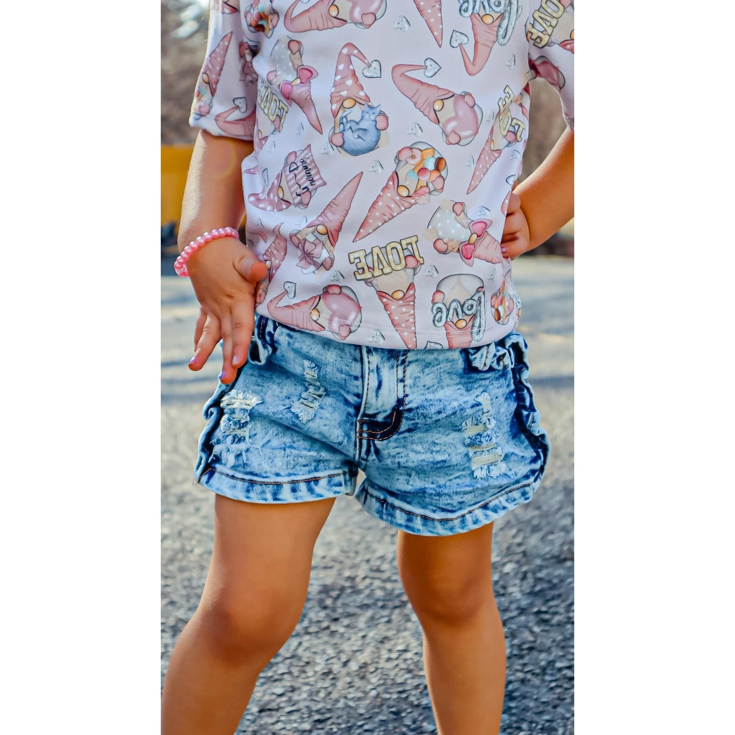 Denim Ruffle Shorts