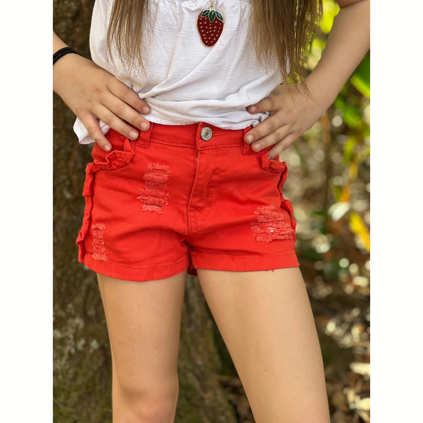 Denim Ruffle Shorts